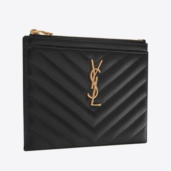 SAINT LAURENT MATELASSÉ ZIPPED BILL POUCH - Picture 2 of 4